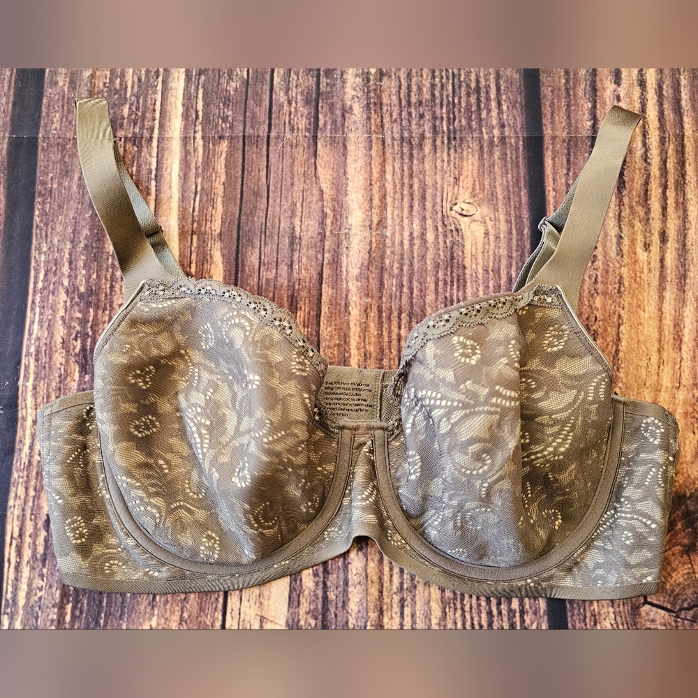 Soma Size 36D Enticing Lift Full Coverage Bra Brown Taupe Lace Overlay Bra